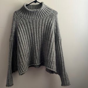 H&M Grey Chunky Sweater Mock Neck Size XL
